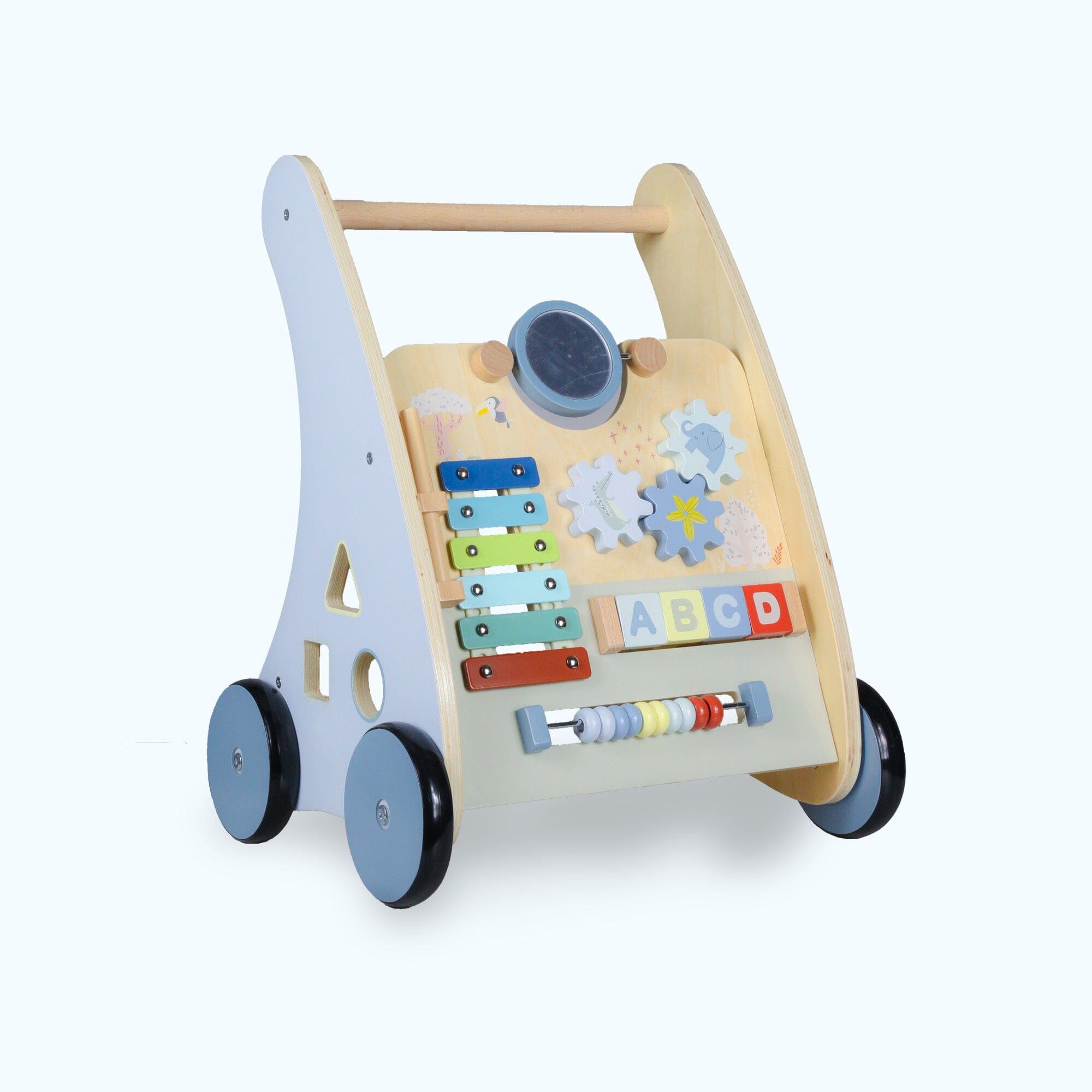 Chariot multi-activités et Chariot de d'apprentissage à la marche bleu Looping baby