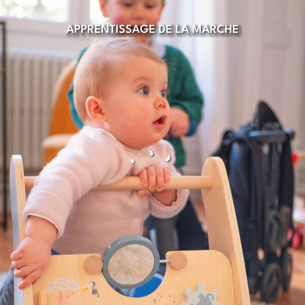 Apprentissage à la marche Chariot multi-activités et Chariot de d'apprentissage à la marche bleu Looping baby