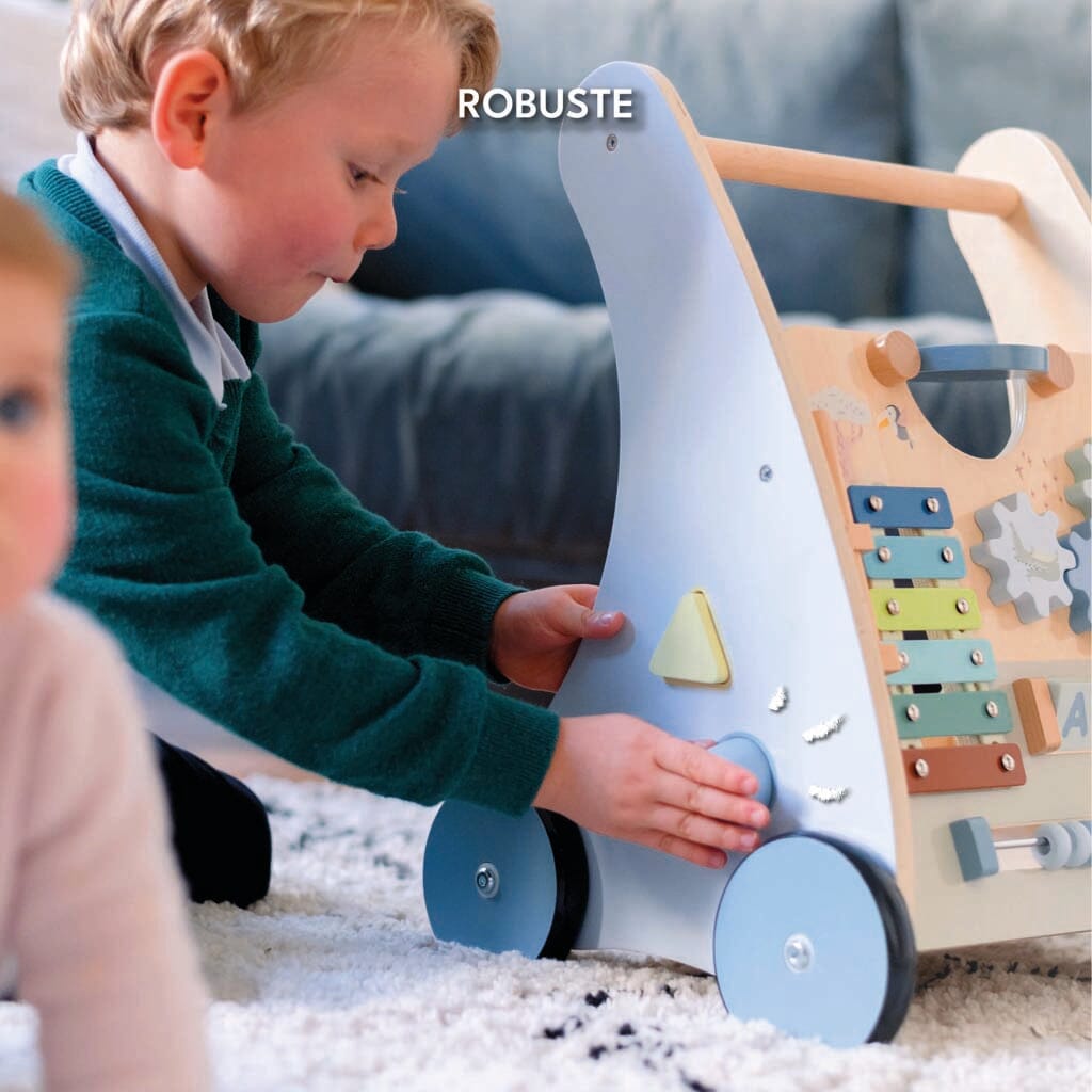 Chariot multi-activités robuste et Chariot de d'apprentissage à la marche bleu Looping baby