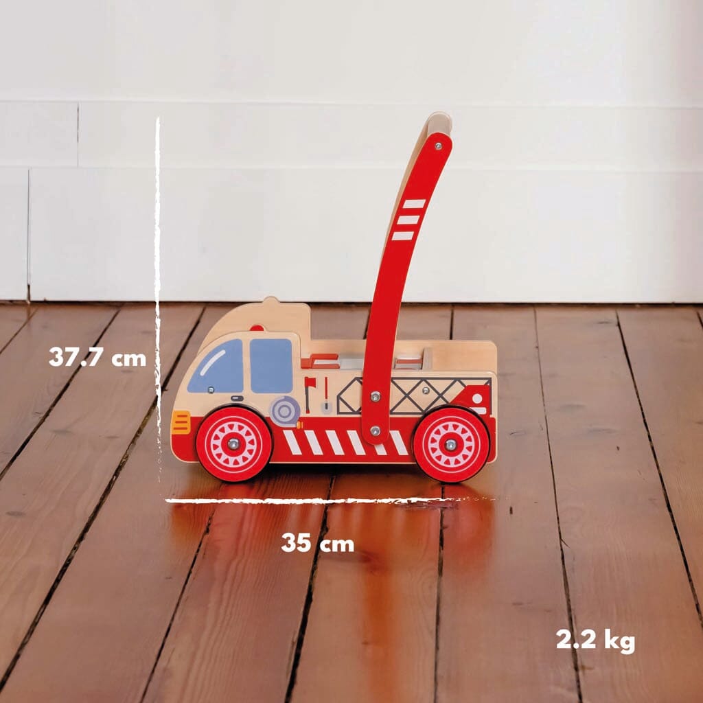 Dimensions et poids Chariot pompier rouge, apprentissage de la marche et jeu de construction Looping baby