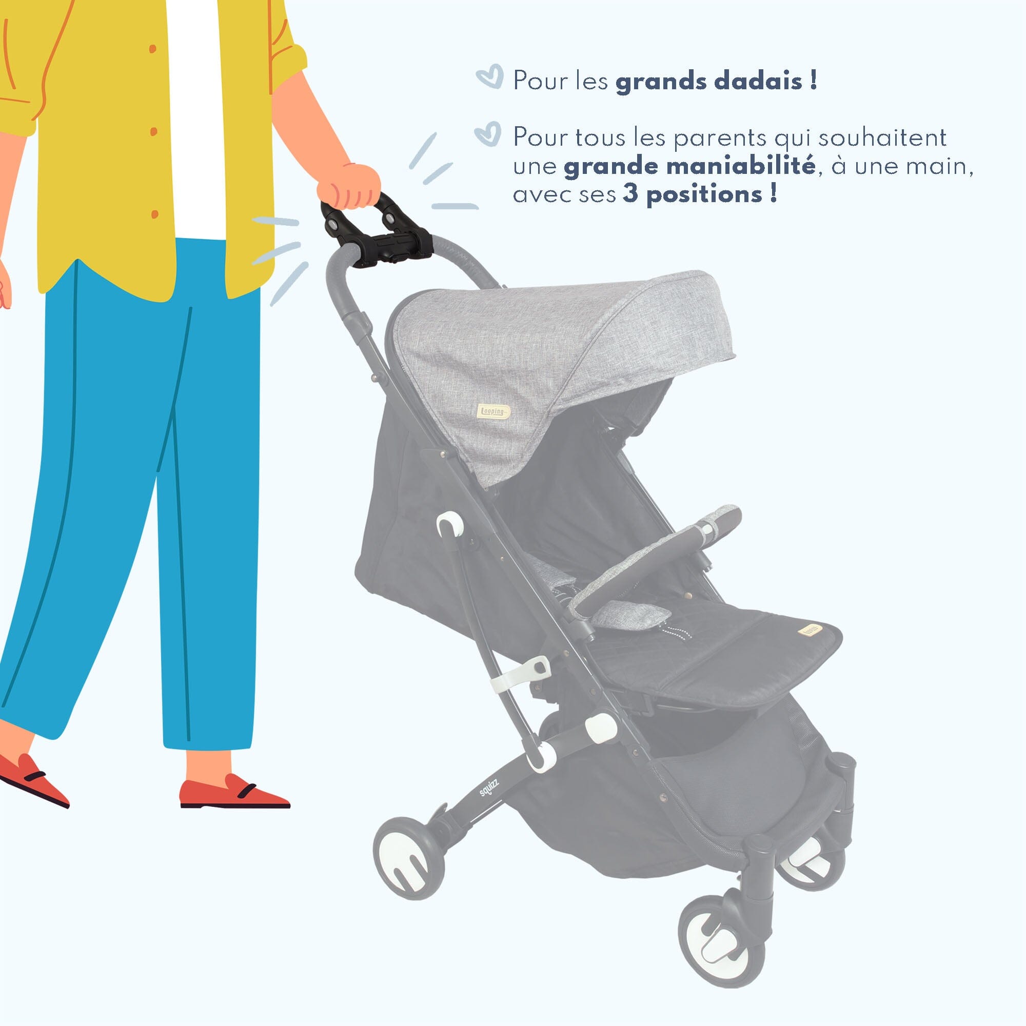 Poignée extension pour grandes personnes poussette Squizz Accessoire Squizz Looping baby
