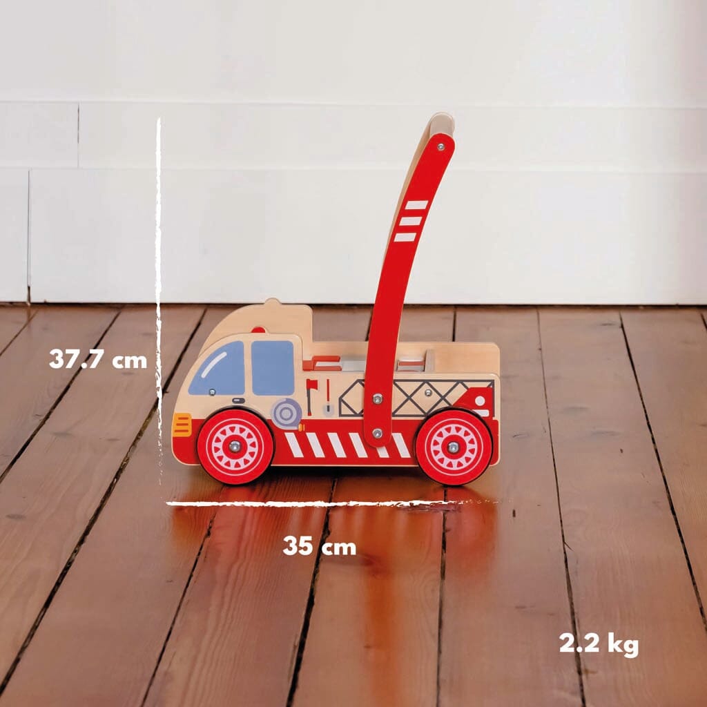 Dimensions et poids Chariot pompier rouge, apprentissage de la marche et jeu de construction Looping baby 